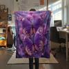 Purple Flower Butterfly  Print Flannel Blanket, High quality Comfortable for All Seasons, Home Decor, Warmth and Comfort