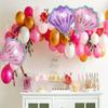 10-Pack of Shell-Shaped Aluminum Foil Balloons, 5 Mini Shell-Shaped Pink Balloons, 5 Mini Shell-Shaped Purple Balloons, Very Suitable for Birthday Pa