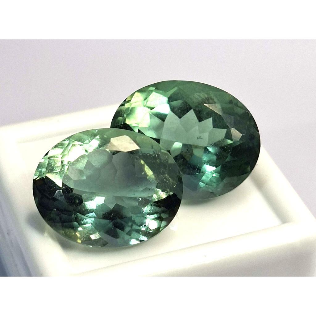 Fabulous Green Tourmaline Natural Oval Cut 19-21 Ct Pair Certified Gemstone