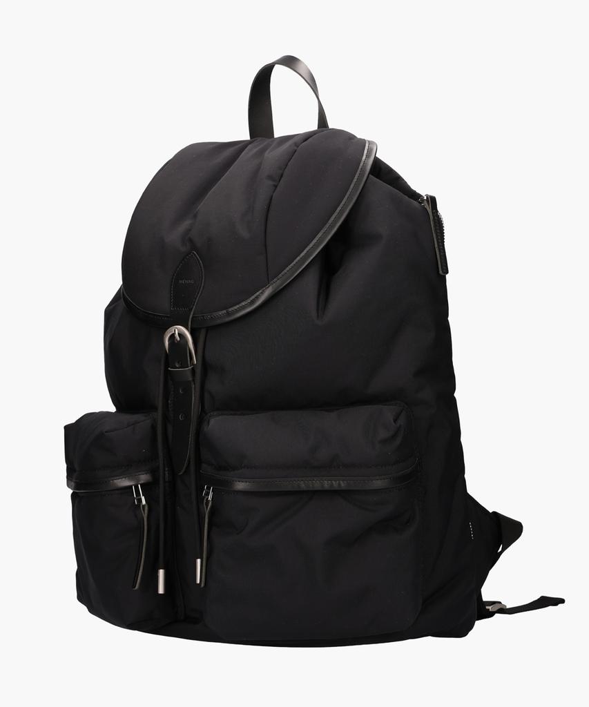 Thetung [Japanese Material_Neoul] Premium Leather Trim String Backpack [Black]