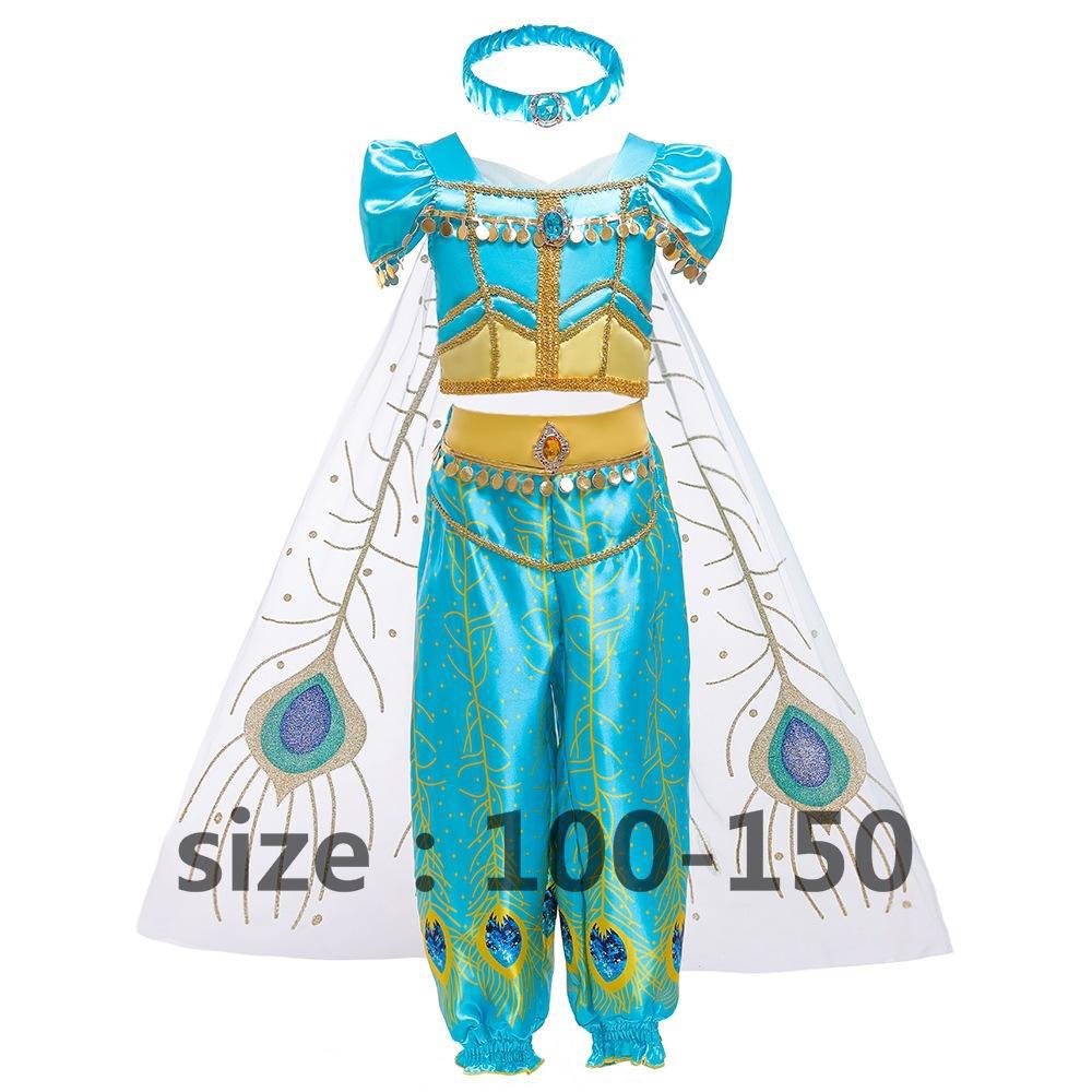 Frysta Tecknat Tryck Mesh Prinsessklänning med Lång Cape - Barnens Uppträdandekostym