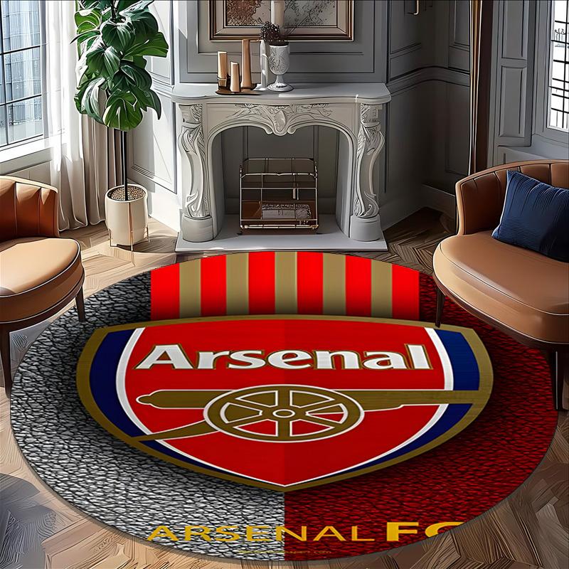 1pc A-Arsenal Carpet, Round Rug, Comfortable, Suitable for Entryways, Living Rooms, Office, And Bedrooms, Christmas Decoration