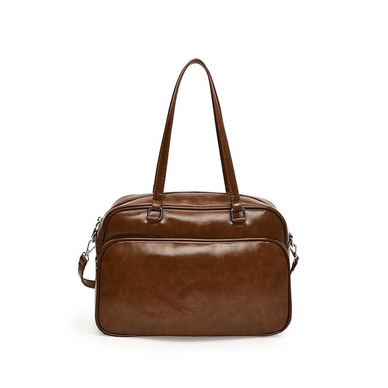 Damen Handtaschen mit großem Fassungsvermögen Herbst Winter Freizeit Reise Weinrot Schulter Retro Leder Reisetaschen