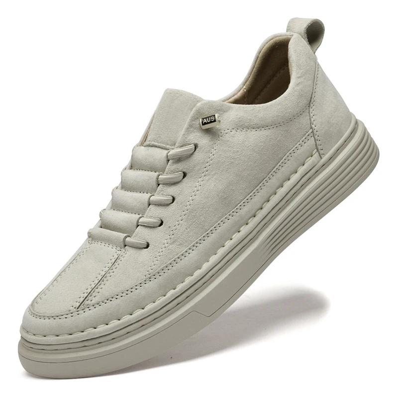 Fashion 2025 New Men Genuine Leather Outdoor Walking Shoes Casual Leather Flat Designer Oxford Shoes Youth Fashion Antiskid Board Shoes