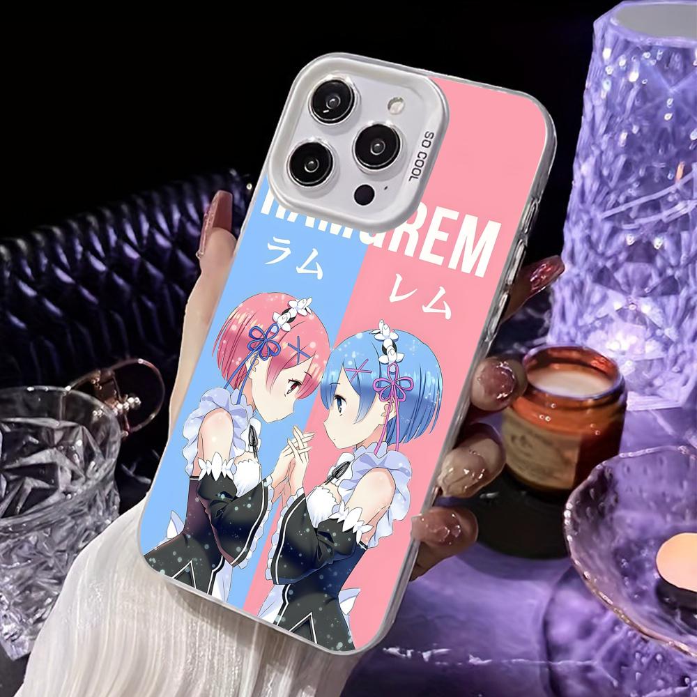 ReZero Rem Ram White Translucent Mobile Phone Case for iPhone 17 16 15 14 13 12 11 X XR XS Air Pro Max Plus Colorful Cover