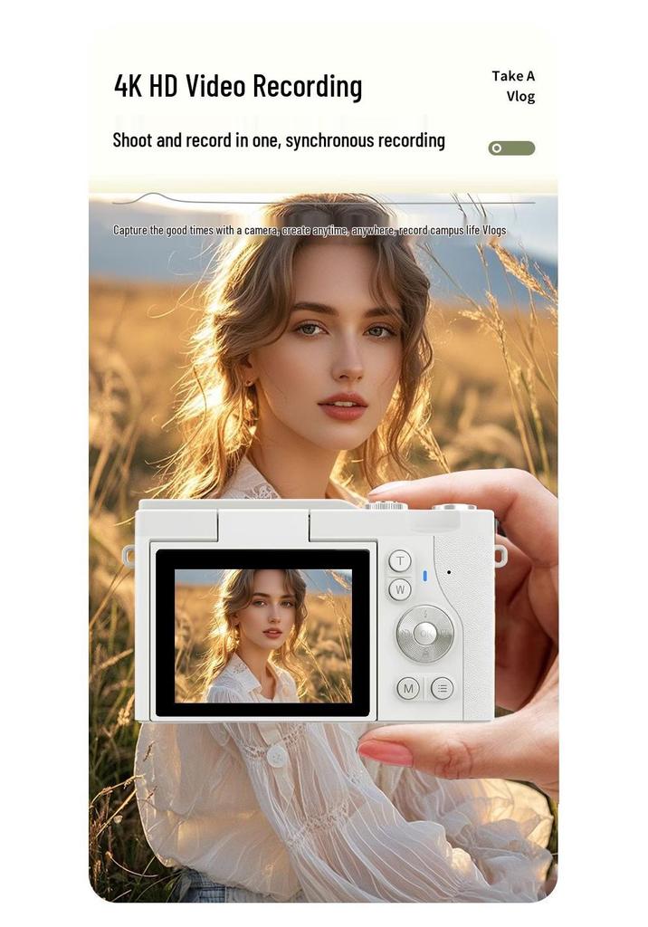 Retro Student HD Flip Screen Camera with High Pixel CCD and Fill Light for Campus Parties