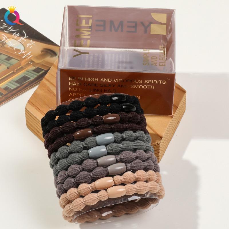 10pcs Thickened Hair Band  Coffee-colored Hair Tie  Cream-tied Ponytail Rubber Band  Simple and Elegant for WomenElasticity Durable  High-end Feel