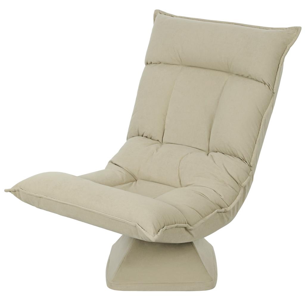 Swivel Floor Chair, 360 Degree, Folding Velvet, 5-Position Backrest, 70 x 62 x 95 cm, Beige