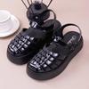 Fashionable PVC Thick Heeled Women's Sandals Hollowed Out Breathable Platform Jelly Falt Soles Solid Colors Sandal