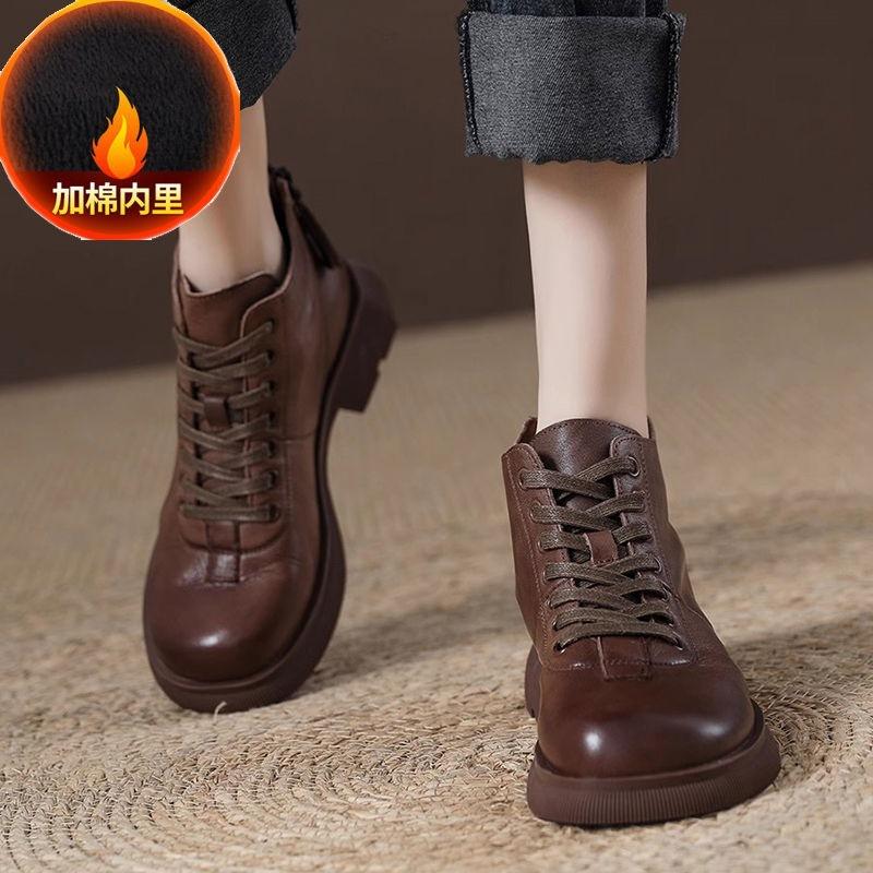 Brown British Martin Boots Women's 2025 Autumn New Short Women's Boots Casual Versatile Retro Short Boots Adult