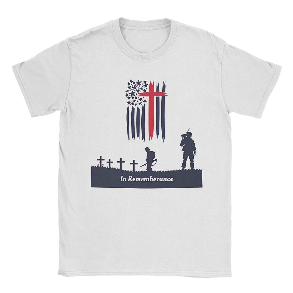 Casual Memorial Day Patriot Tshirts For Unisex Unisex Crew Neck Cotton T Shirts Forever Remember Short Sleeve Tees Graphic Tops