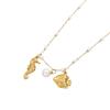 European and American style stainless steel marine element women's necklace, sea shell starfish personality stacked collarbone chain women