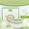 2 Pcs Matcha Making Kit Gradient Color Waved Rim Design Matcha Bowls and Ceramic Tea Whisk Stand Heat Coldness Resistant Tea Set