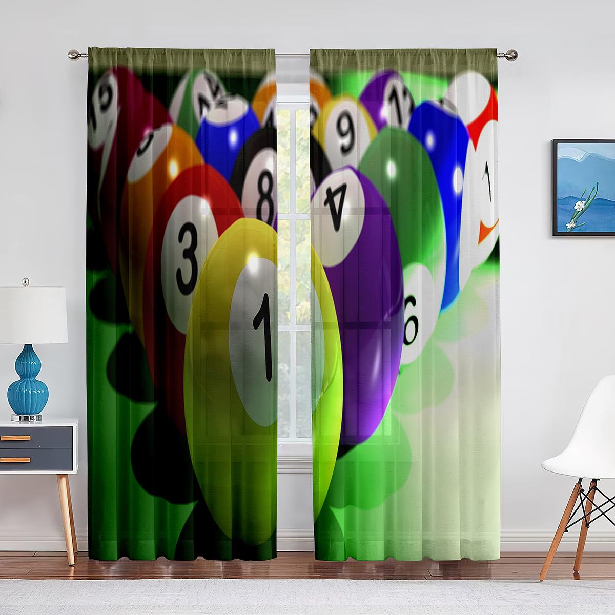 

Бильярдные шары, снукер, конкурс, развлекательные игры, тюлевые шторы для гостиной, спальни, кухни, декор, прозрачная занавеска из вуали, драпировка 1 PCS W100XH250cm&Grommet Top