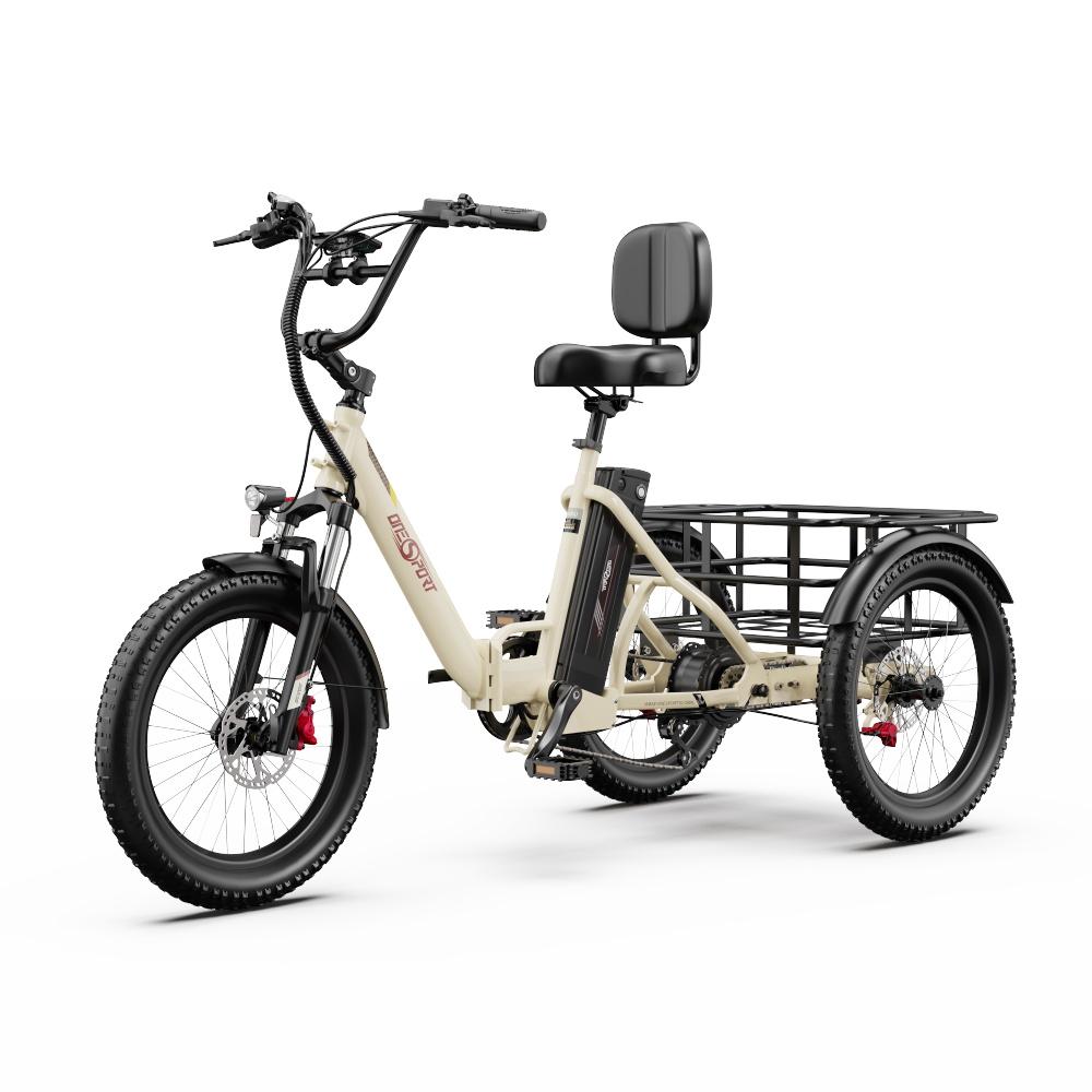 ONESPORT OT30Pro Elektrická tříkolka pro dospělé 500W 48V 18AH Elektrická nákladní tříkolka Pneumatiky 20*3.0" E-Tříkolka Městská E-Nákladní tříkolka