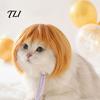 Comfortable Dog Hair Accessories Funny Pet Wig, Cute Bob Cut Cat Afro Curly Wig with Adjustable Grooming Props Elastic Band, Breathable Cosplay