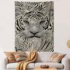 Abstract Tiger Face Line Art Pattern Patterned tapestry home decor, suitable for bedroom and living room, gift