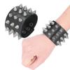 2Pcs Punk Wristband Vintage Wide Faux Leather with Spikes Decoration Retro Bracelets