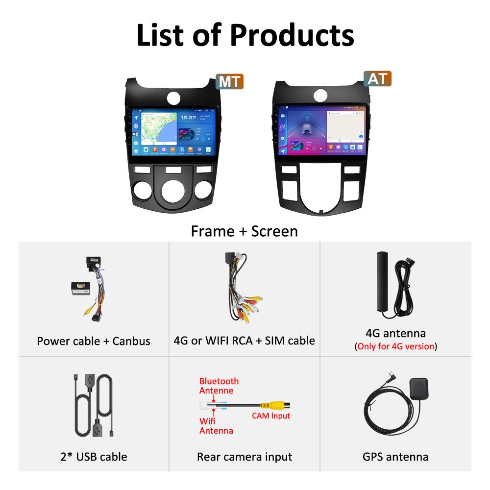 4G WiFi CarPlay Android 10 Car Radio Navigation GPS For Kia Forte Cerato 2 TD 2008 - 2013 Multimedia Video Player Head Unit