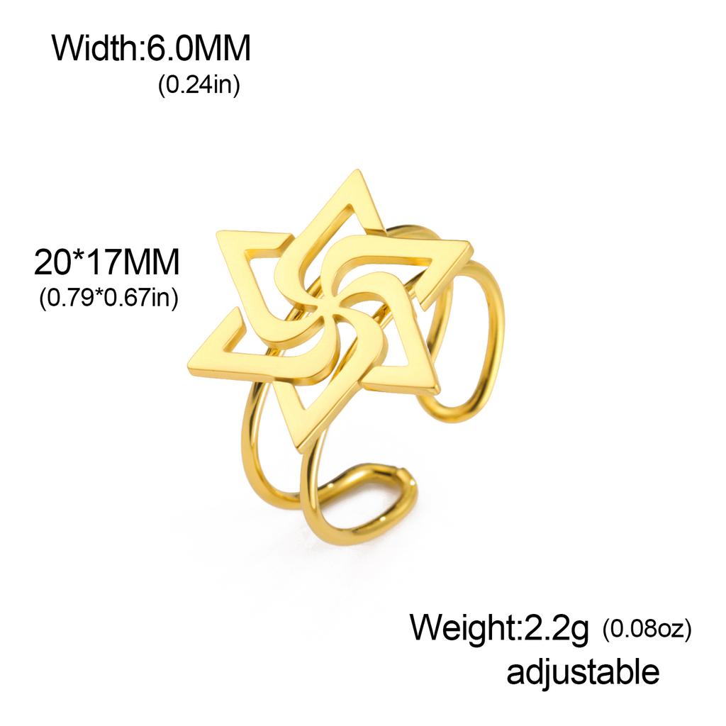 Cazador Gold Color Star of David Open Rings Jewish Israel Adjustable Women's Ring Stainless Steel Finger Jewelry 2026 Gifts