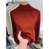 Elegante Maglione in Angora Rosso: Top da donna aderente con scollo semi-alto per Autunno/Inverno