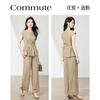 French Loose Suit Stand Up Collar Sleeveless Pleated Top Wide Leg Pants Two-piece Set