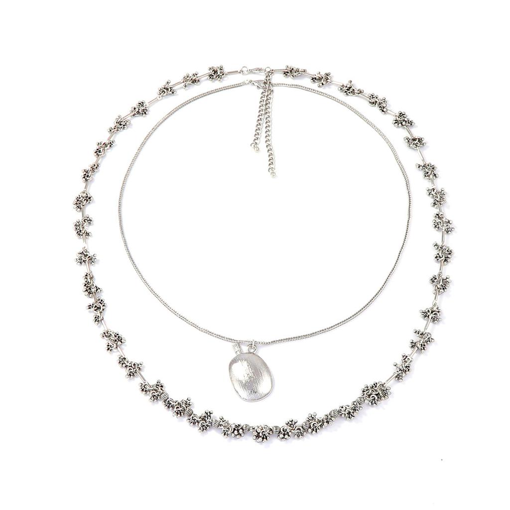 Individual cold wind alloy wine jug pendant flower stamen chain double-layer necklace light luxury advanced design