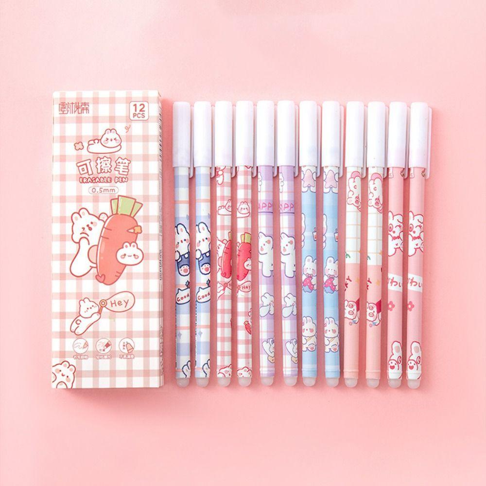 12PCS/Box 0.5mm Blue Ink Neutral Pen Bear Peach Astronaut Gel Pens Writing Tools  Students Gift