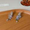 1 Pair Women Earrings Cubic Zirconia Inlaid Butterflies Shape Earrings Date Night Stud Earrings Jewelry Accessories