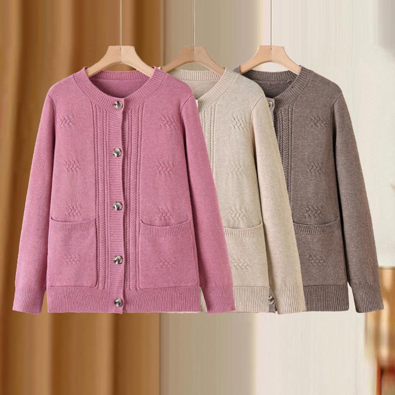 Übergröße 4XL-7XL Herbst Langarm Strickjacke für Damen Pullover Elegante Strickwaren Oberteile Lässige Damenbekleidung für mittleres Alter