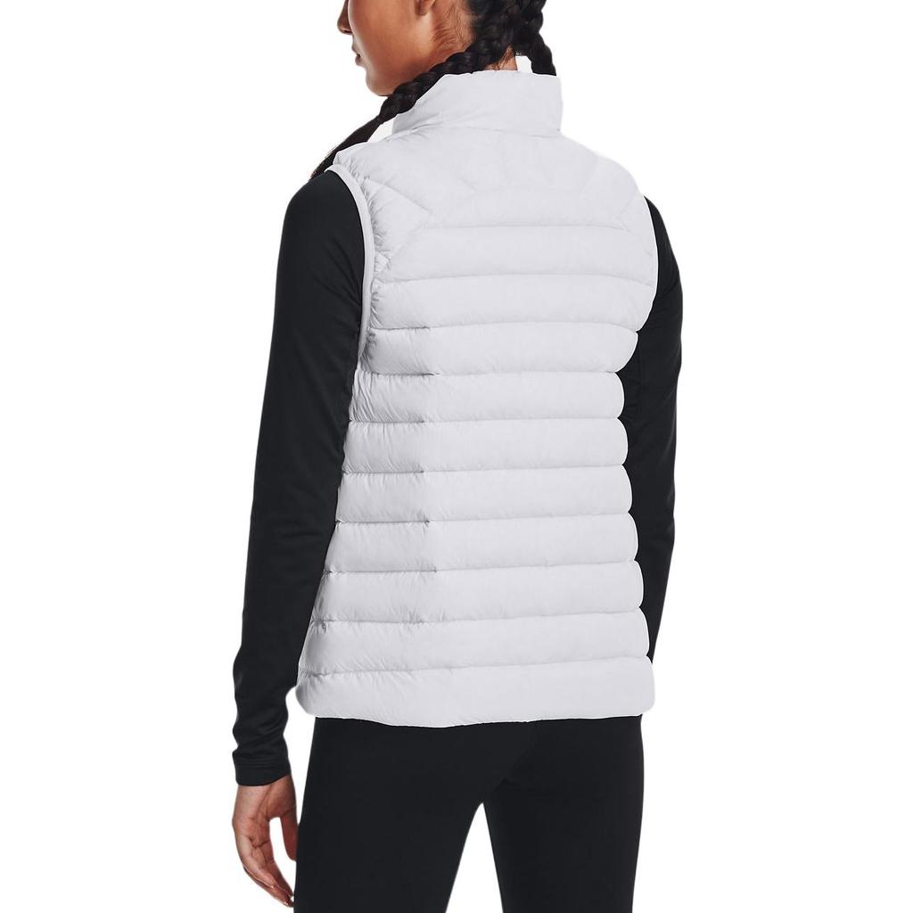 Under Armour Solid Color Logo Zip Collar Vest Women vests White 1372647-100