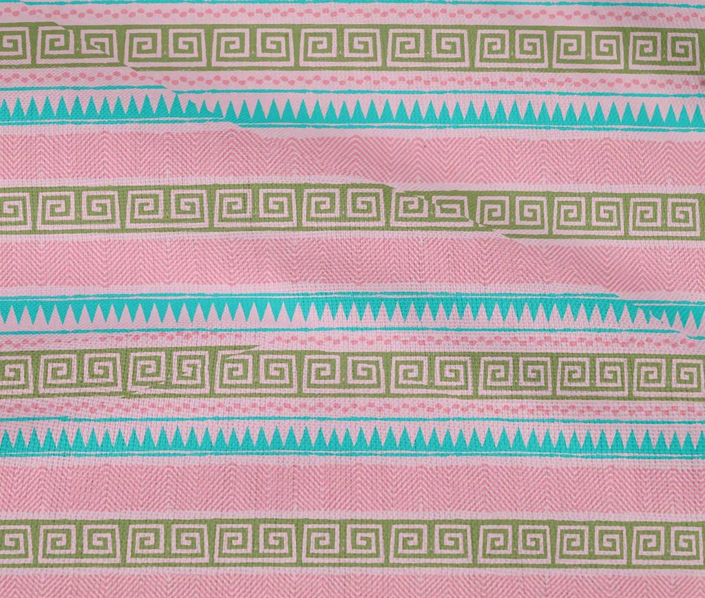 oneOone Cotton Flex Fabric Chevron & Greek Key Block Printed Craft Fabric BTY 40 Inch