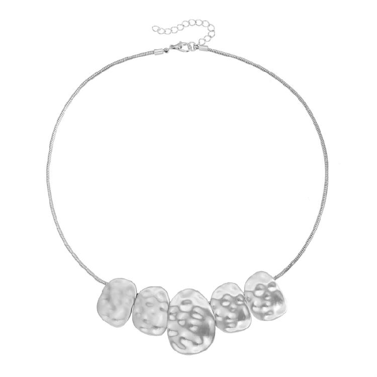 Stylish Edgy Asymmetrical Alloy Necklace With Textured Surfaces Detail Modern Accessory For Casual Wear