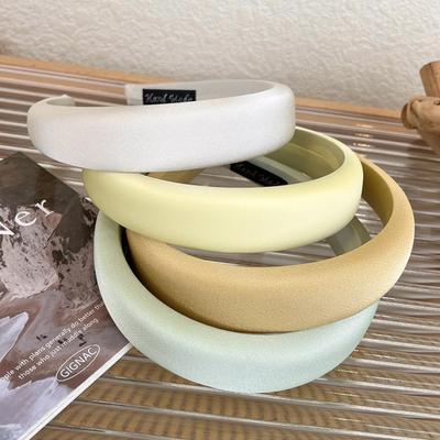 Frühling/Sommer Neu Satin Glänzend Schwamm Breit Haarreif Damenmode Elegant Stirnband Gesicht Waschen Haarband Weiblicher Kopfschmuck