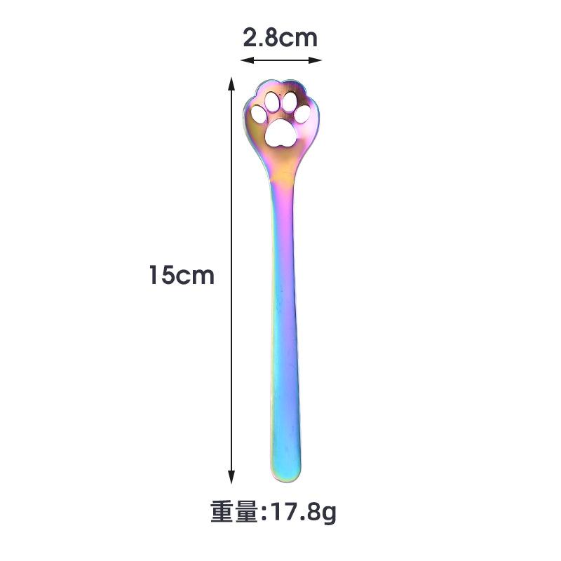 1PC Creative Cute Cat Claw 304 Stainless Steel Spoon Hollow for Ice Cream Coffee Tea Dessert Spoon Kitchen Tableware Accessories