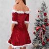 Off-Shoulder Plush A-Line Dress - Autumn/Winter Edition