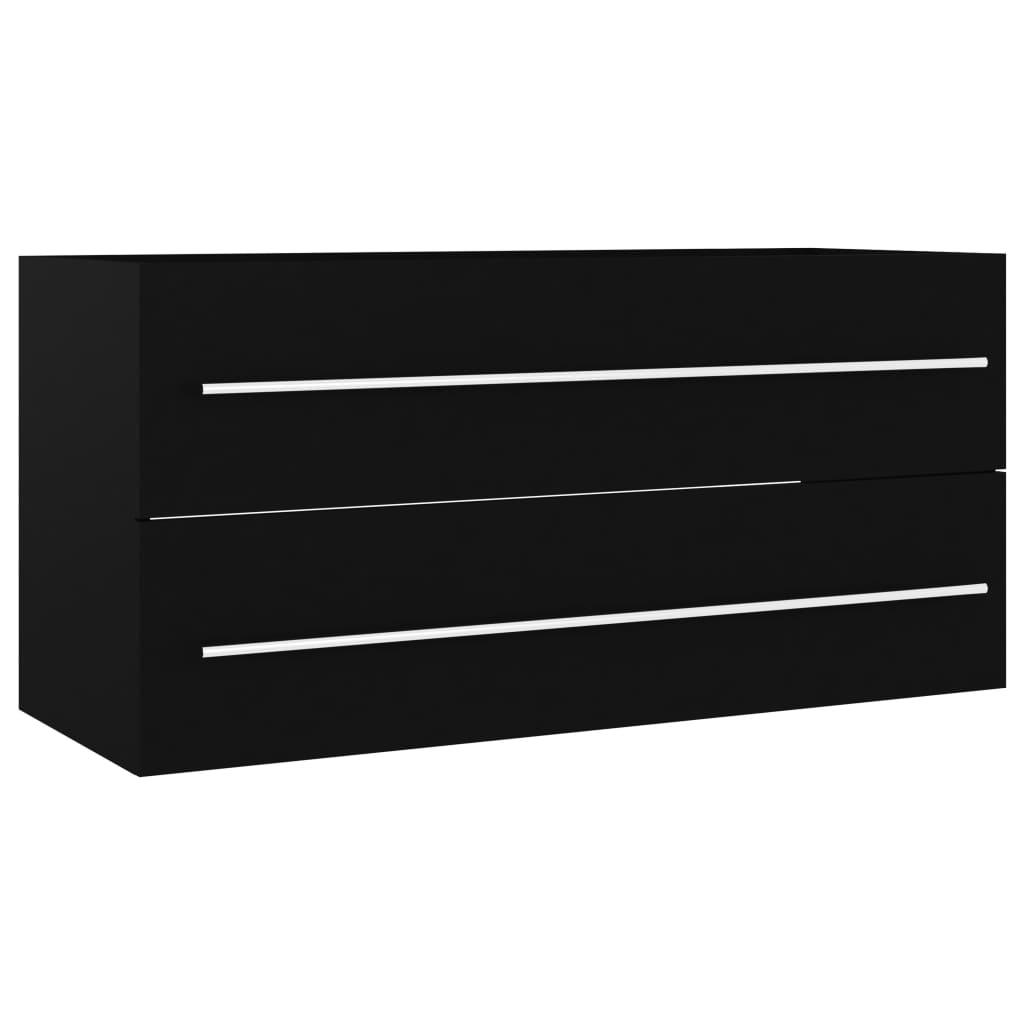 Badezimmermöbel Waschbeckenunterschrank schwarz, 100 x 38,5 x 48 cm