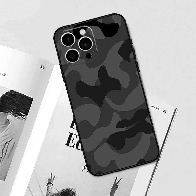 Black Night Camo Camouflage Case For iPhone 17 Pro Max 11 14 15 16 Pro Max 12 13 Mini 16 Plus 16e 17 Air Phone Cover