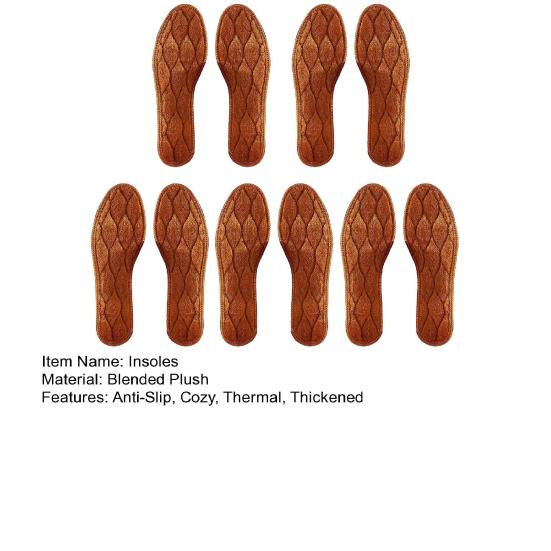 5 par ciepłych zimowych wkładek do butów z podszewką z polaru, antypoślizgowe wkładki do butów, grube pluszowe wkładki do ochrony przed zimnem w zimie