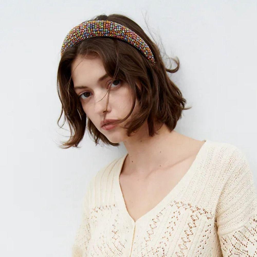 

Baroque Winter Sponge Headband Rhinestone Hair Band Korean Style Headwear Girl Wide Hair Hoop