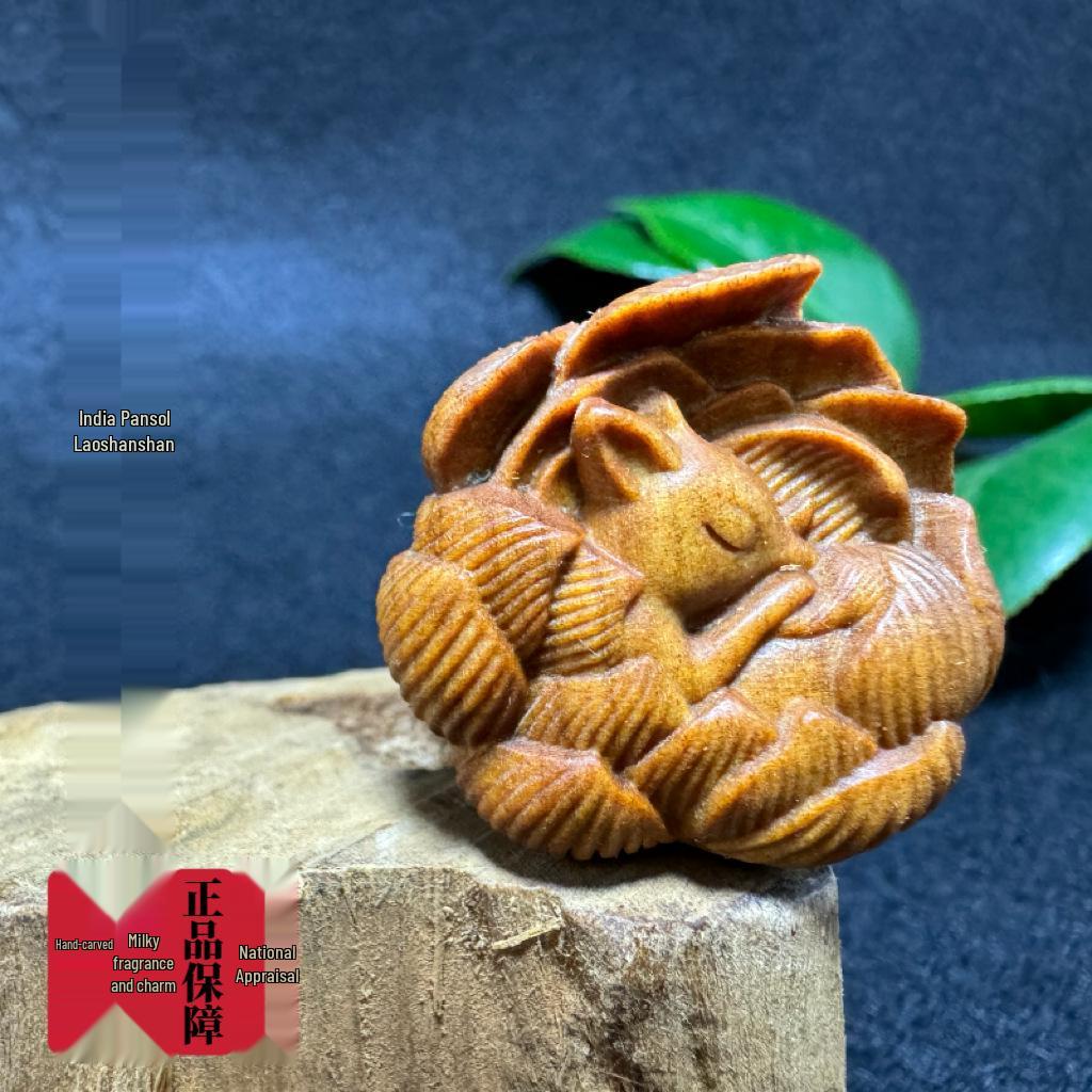 Old Mountain Sandalwood Feng Jiu Fox Immortal Pendant & Mysore Sandalwood Bracelet – Chinese Style Accessories