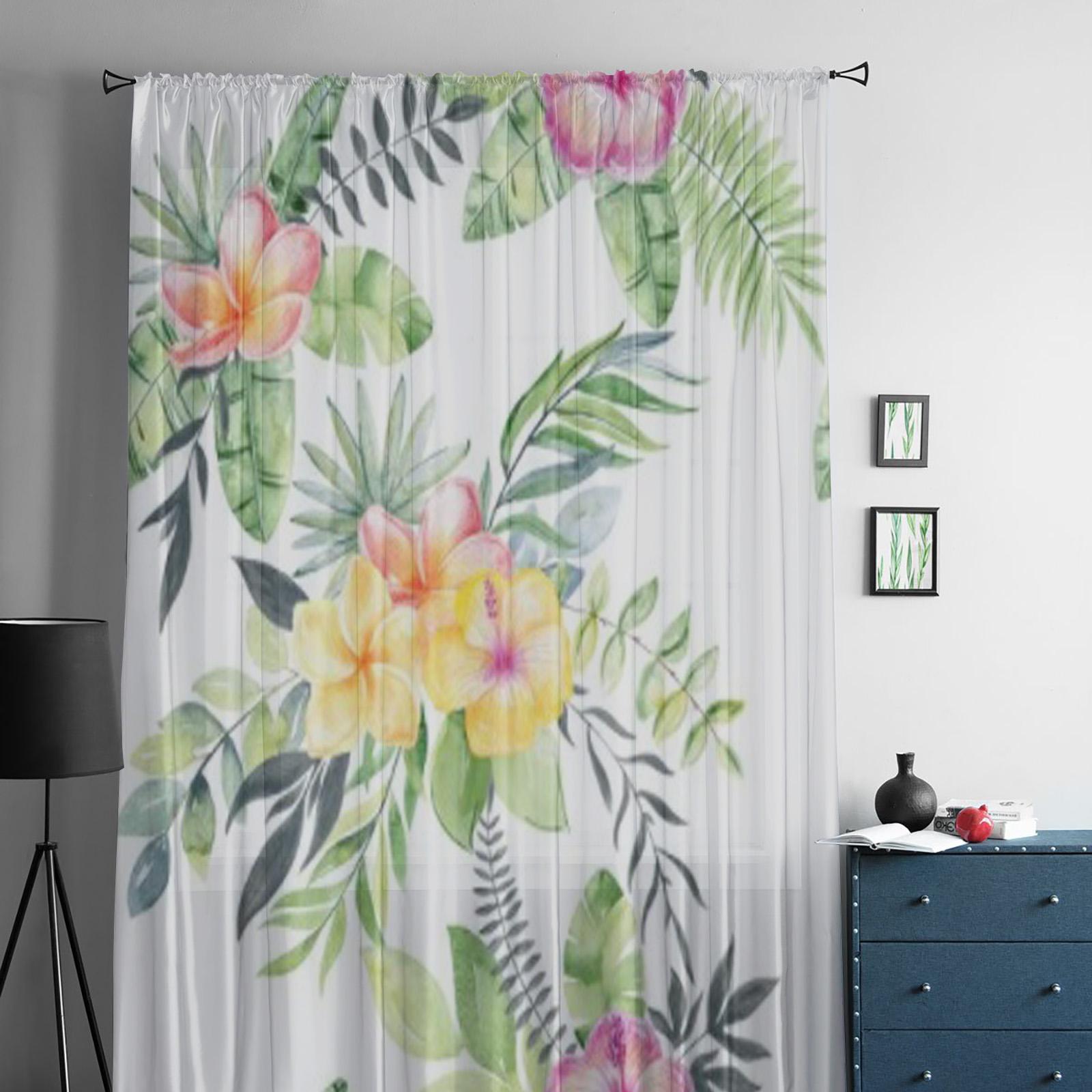 Прозрачные шторы с акварельными цветами для гостиной — фото 3