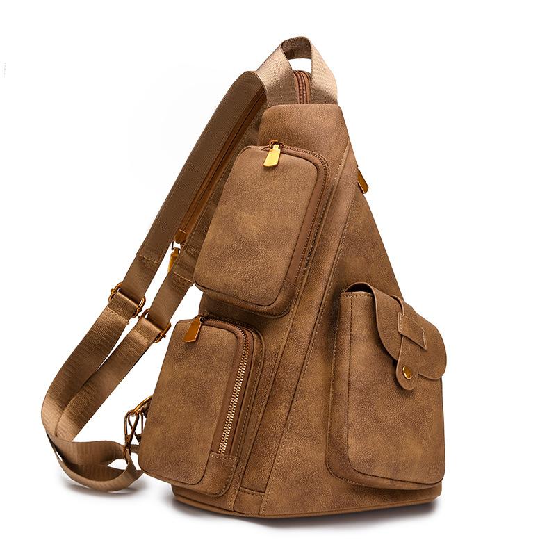 

Ретро Багатофункціональний Рюкзак Сумка через Плече з Багатьма Кишенями жовтий