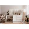 Buffet Capetown - Décor blanc brillant - Panneaux de particules - 3 portes - 3 étagères - 3 tiroirs - 179 x 80,5 x 40 cm