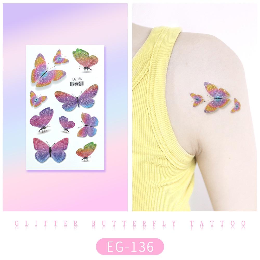 Ruikalong Cartoon Mermaid & Butterfly Glitter Tattoo Stickers for Children