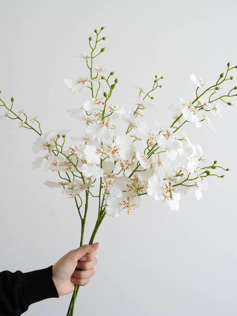 3PCS Realistic Dancing Lady Orchid Artificial Flowers Yellow Orchid Decor Home Modern Minimalist Chic Style Oncidium Orchid