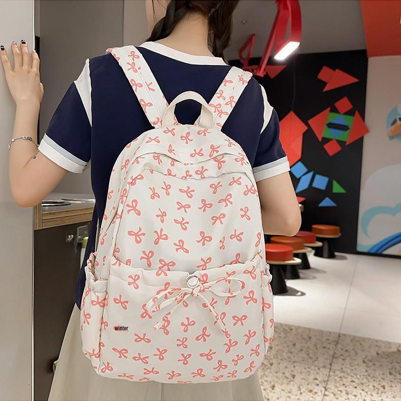 2025 Floral Bowknot Backpack for Students - Versatile & Casual