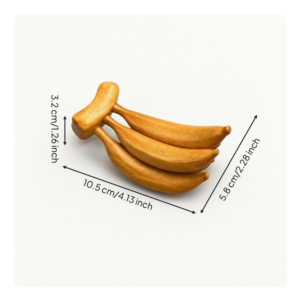 Wooden Banana Ornament Hand-Finished Wood Carving Handmade for Office