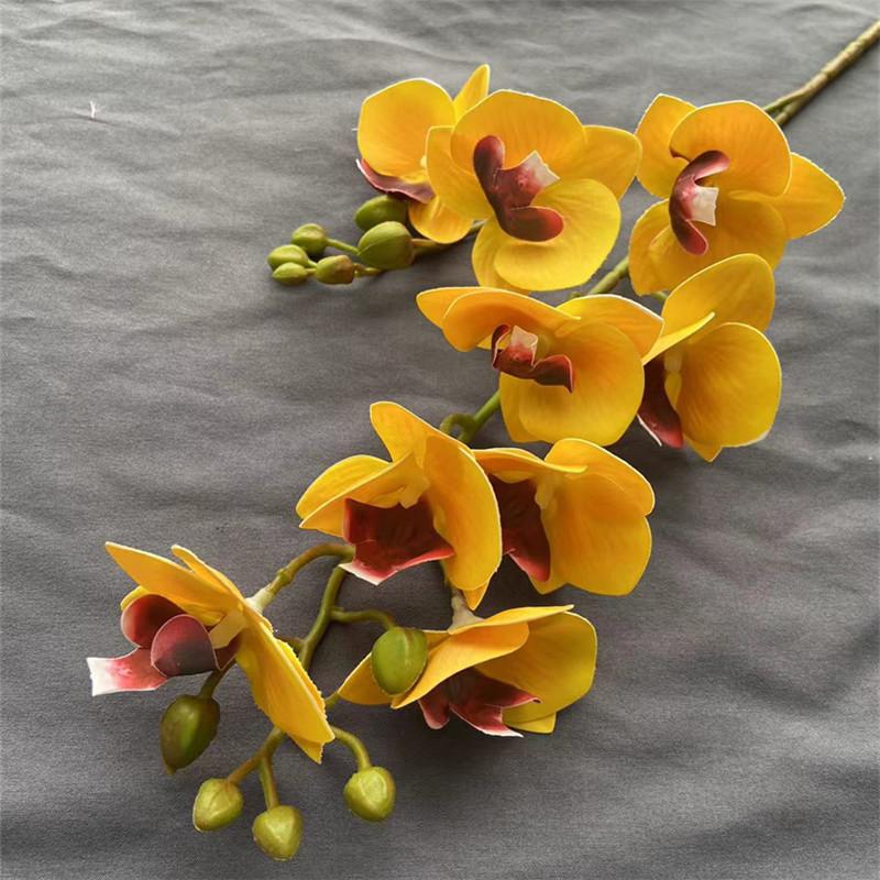 Latex Butterfly Orchid Flower 9 Heads Real Touch Artificial Mini Two Forks Phalaenopsis