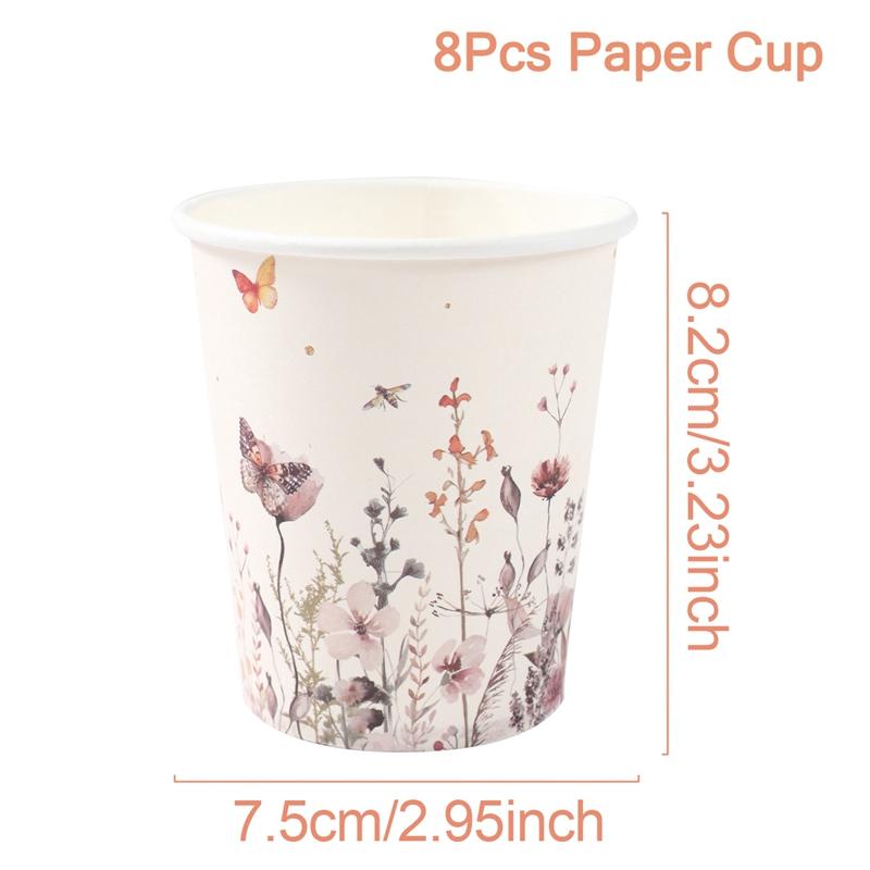 

Spring Wild Flower Disposable Tableware Birthday Party Decor Wild Floral Paper Plates Cups Napkins Wedding Baby Shower Supplies